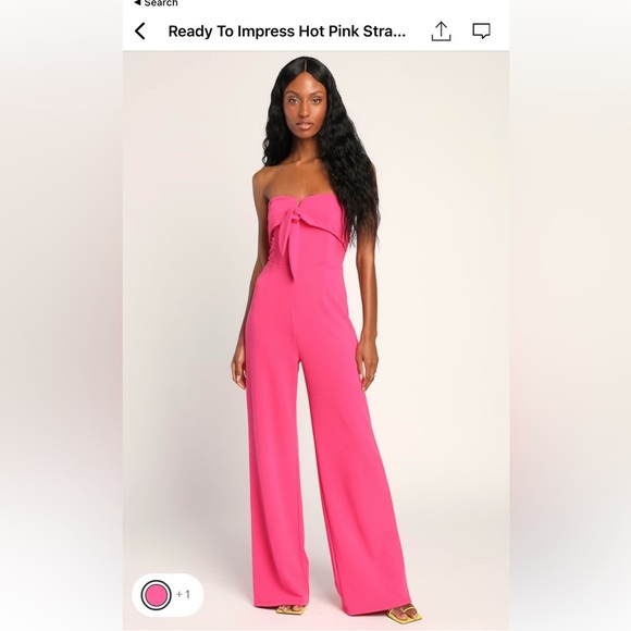 Lulus Pants - LULUS Ready to Impress Hot Pink Strapless Tie-Front Wide-Leg Jumpsuit